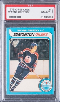 1979-80 O-Pee-Chee #18 Wayne Gretzky Rookie Card – PSA NM-MT 8